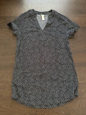 H&M Black Dress with White Micro Floral Print
